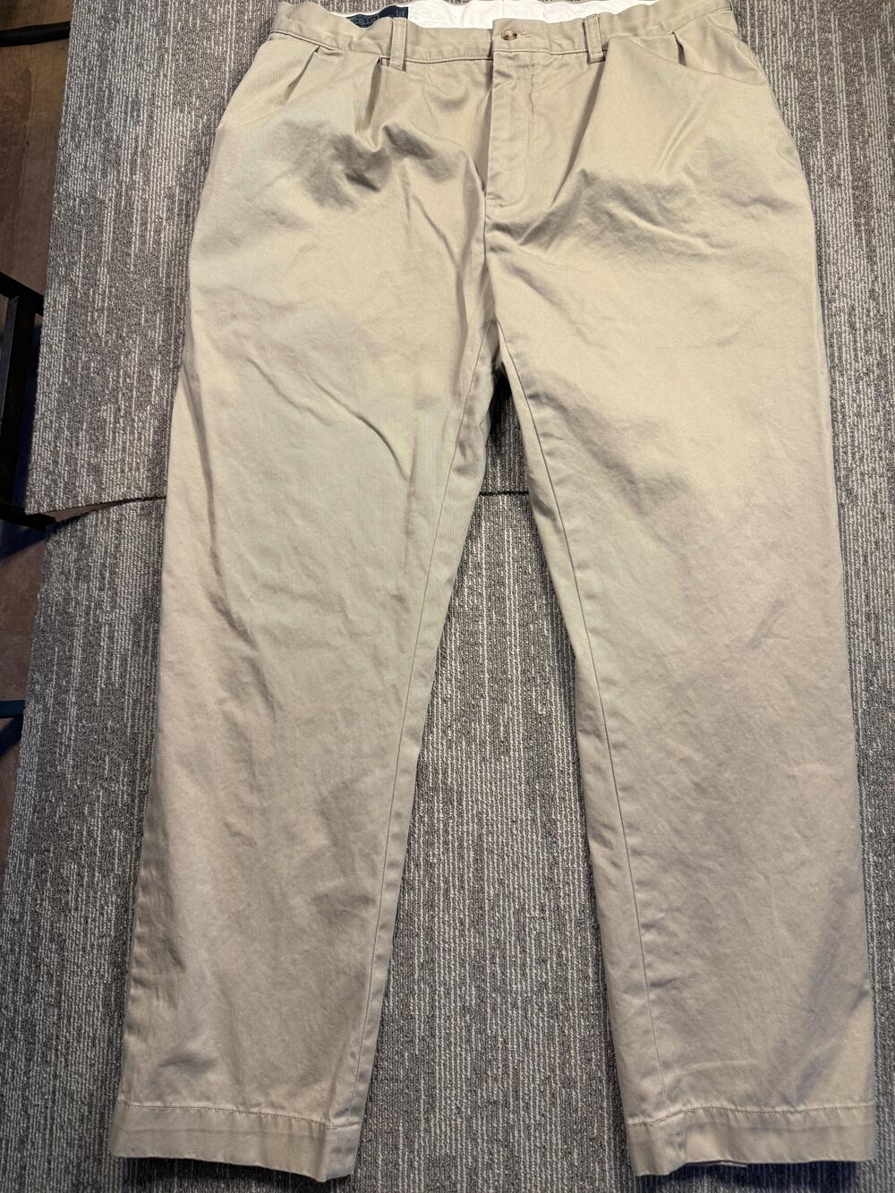 Polo Ralph Lauren Pants Mens 38x32 Beige Ethan Pleated Chino Straight Leg